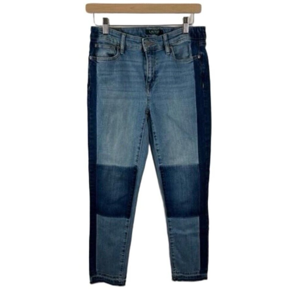 Lauren Ralph Lauren Premier Straight Cropped Jeans Womens Size 4 Patchwork